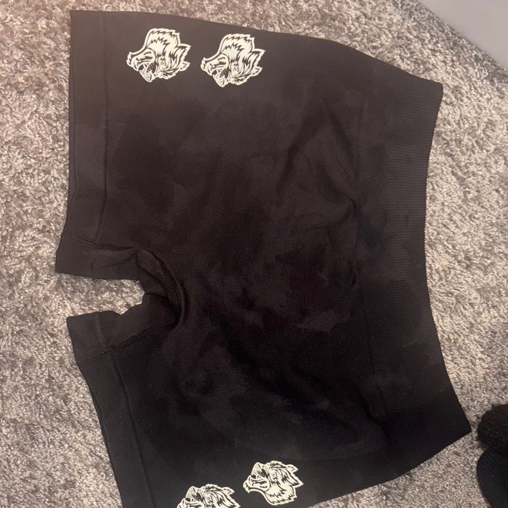 Darc Sport Black Bike Shorts with White Wolf Head Graphics